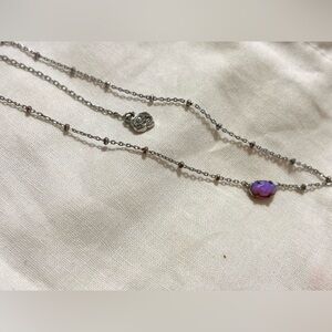Kendra Scott Silver Emilie Satellite Necklace - Lilac Purple Kyocera Opal